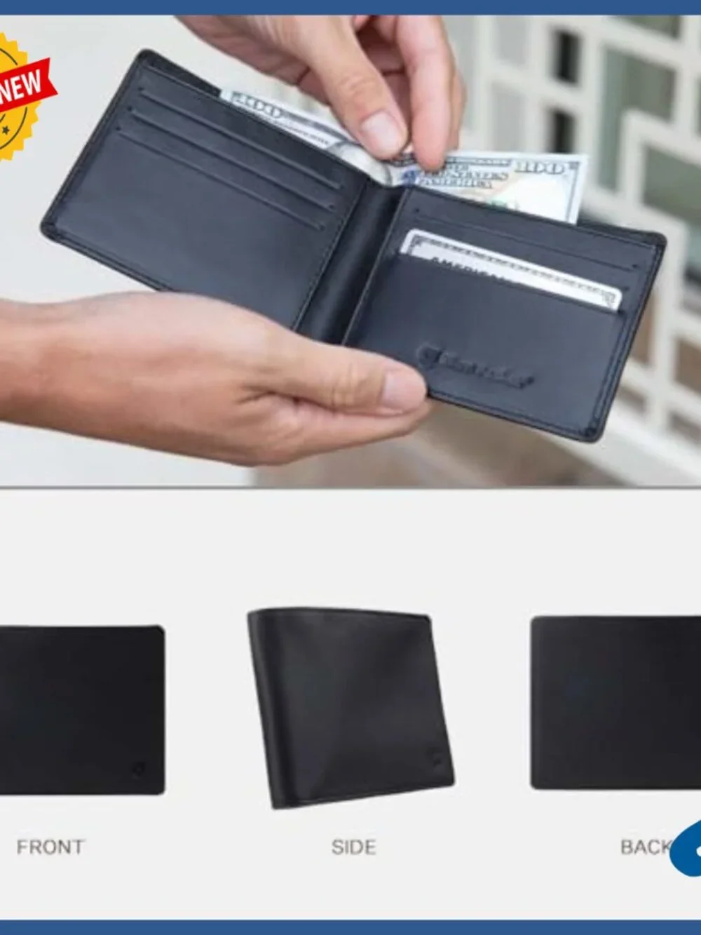 Slim RFID Blocking Bi-Fold Wallet, 6 Card Slots, Napa Leather, Travel Security